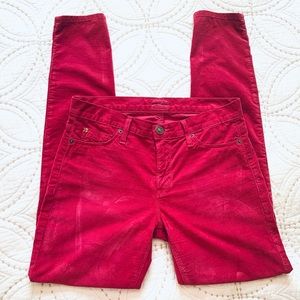 Hudson Fuchsia Pink Stretch Velour Skinny Jeans 27